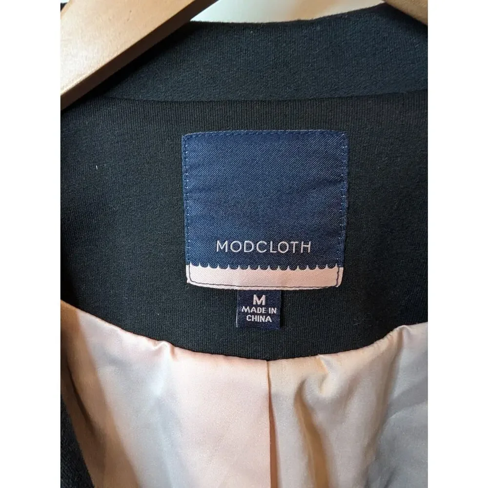 ModCloth Blazer Bundle Black Gray Ruched Sleeve Office Career Medium Lot 2 Pc